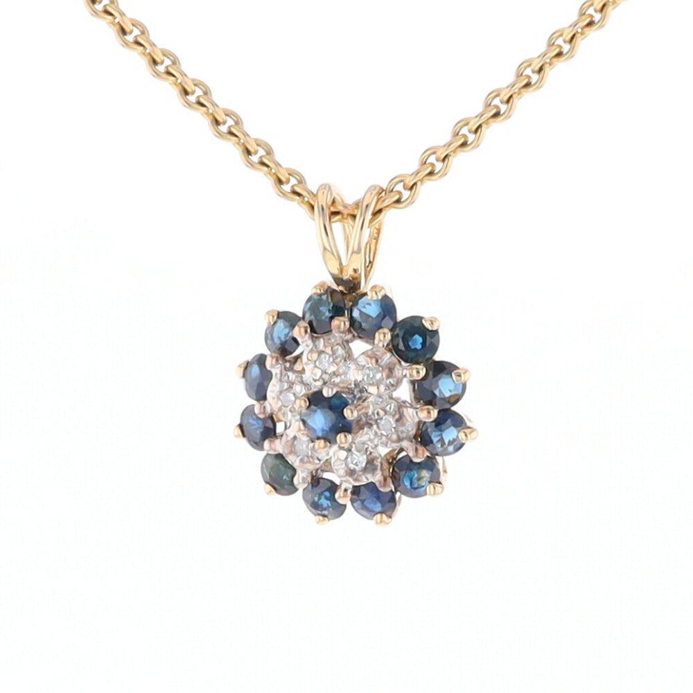 Round Diamond & Sapphire Cluster Pendant