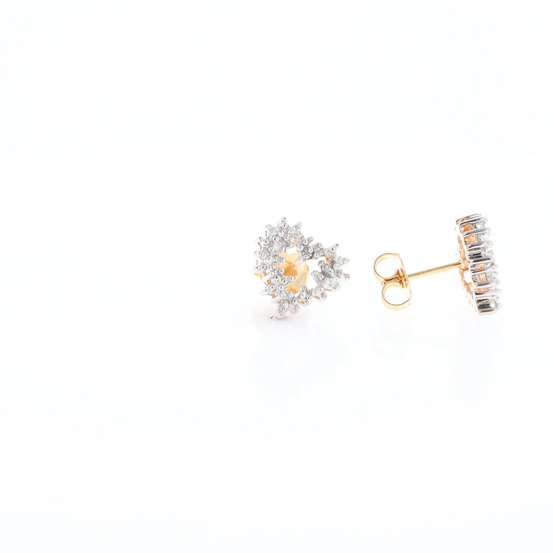 Diamond Heart Stud Earrings