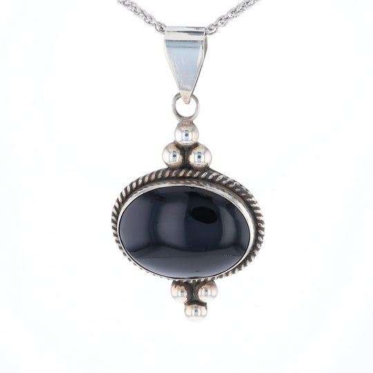 Bezel Set Onyx Beaded Pendant