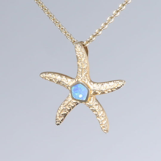 Opal Pendant Inlaid Realistic Star Fish Sea Life Design