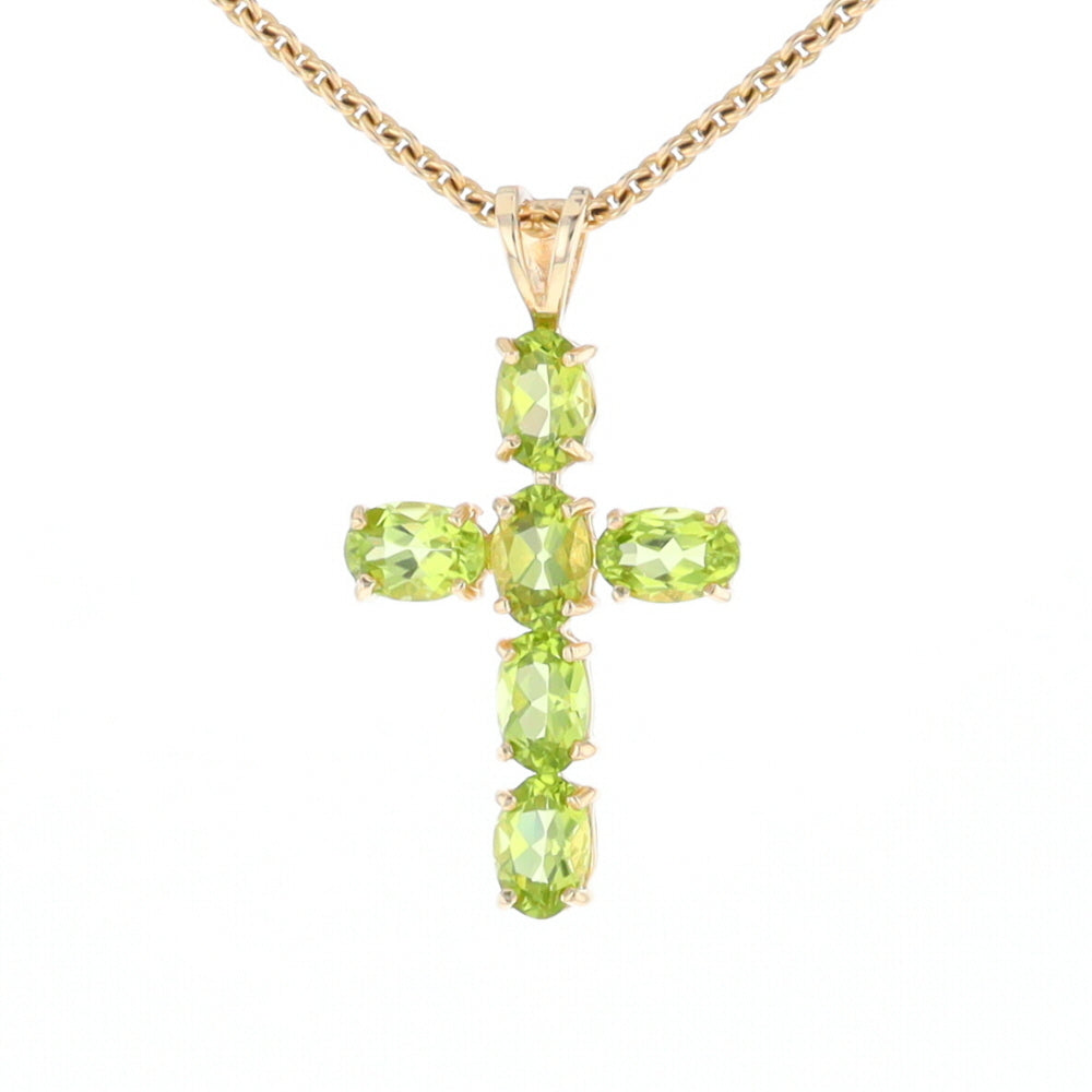Oval Peridot Cross Pendant