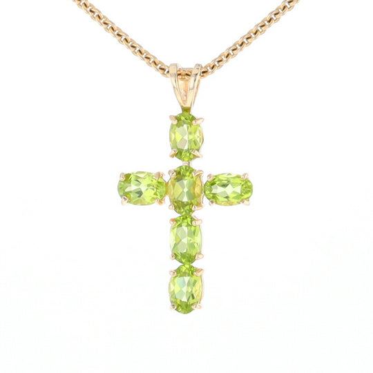 Oval Peridot Cross Pendant
