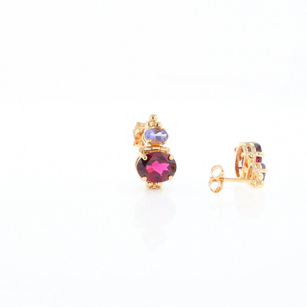 Garnet & Amethyst Dangle Earrings