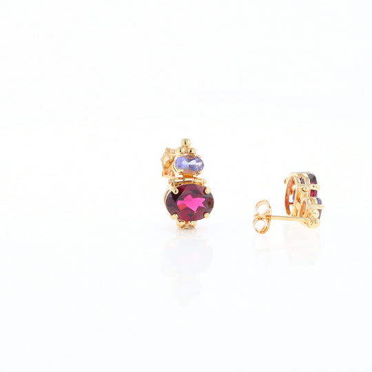 Garnet & Amethyst Dangle Earrings