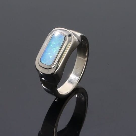 Opal Rings Rectangle Inlaid Design Lady's Ring