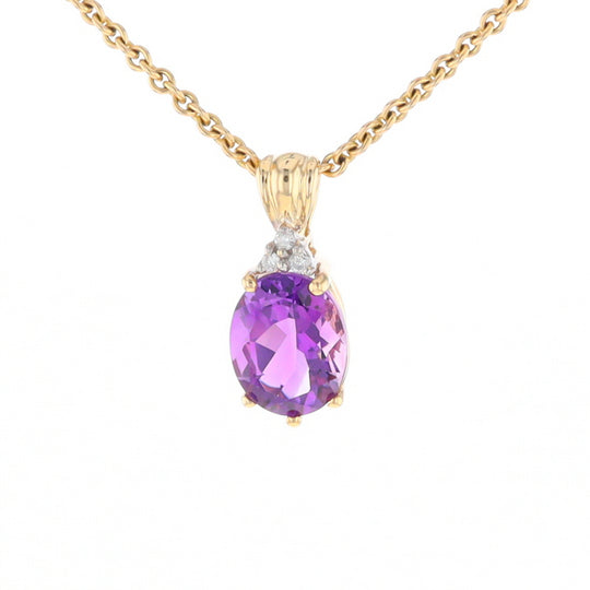 Oval Amethyst Diamond Pendant