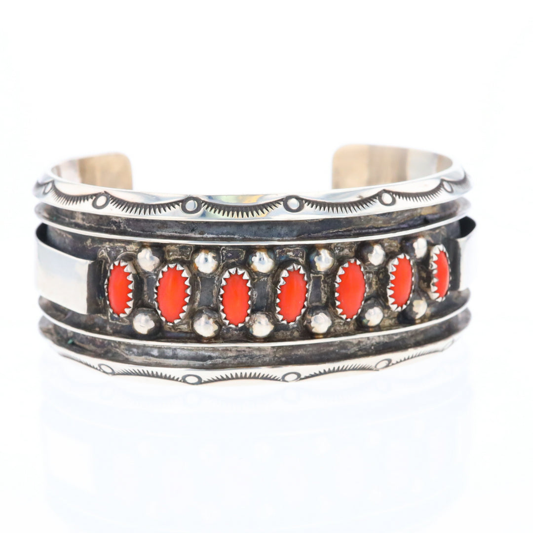 Jackie Singer Navajo Coral Cuff Bracelet