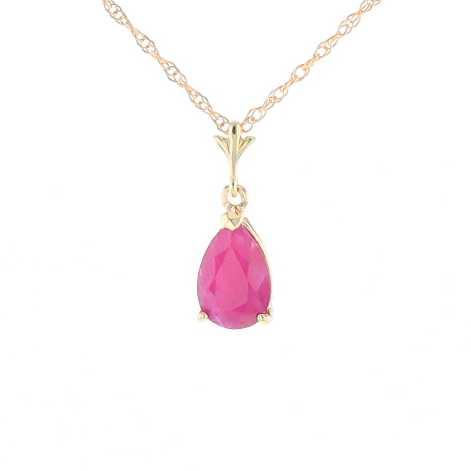 Pear Ruby Solitaire Necklace