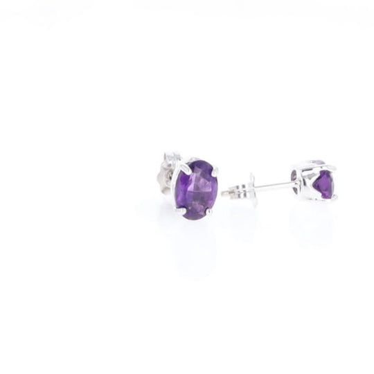 Oval Amethyst Stud Earrings