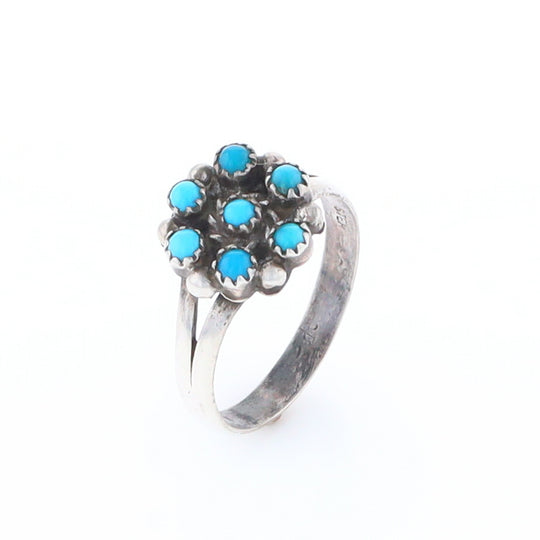 Round Turquoise Cluster Ring