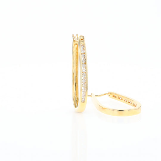 U-Shaped Channel Set Diamond Hoop Earrings