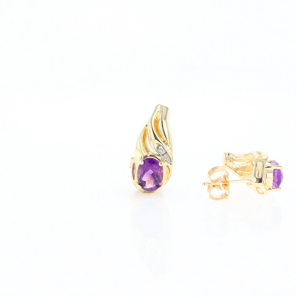 Amethyst and Diamond Pear Shaped Earrings