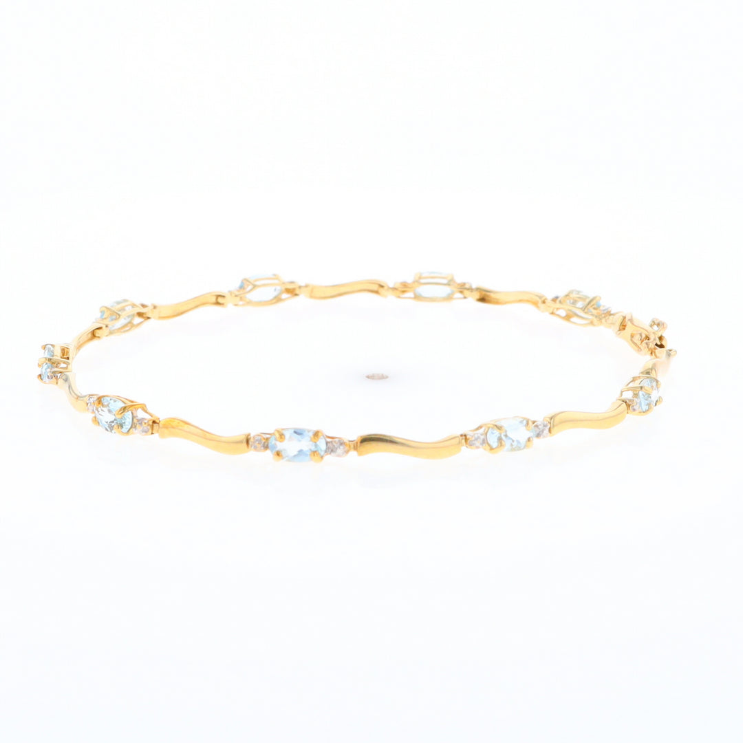 Aquamarine and Diamond Tennis Bracelet