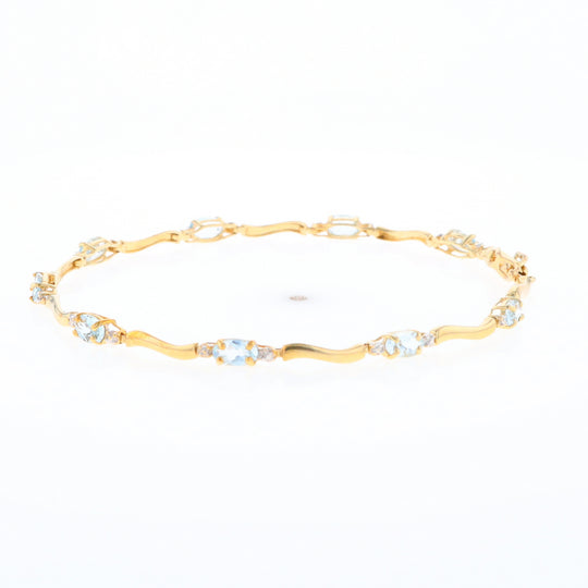 Aquamarine and Diamond Tennis Bracelet