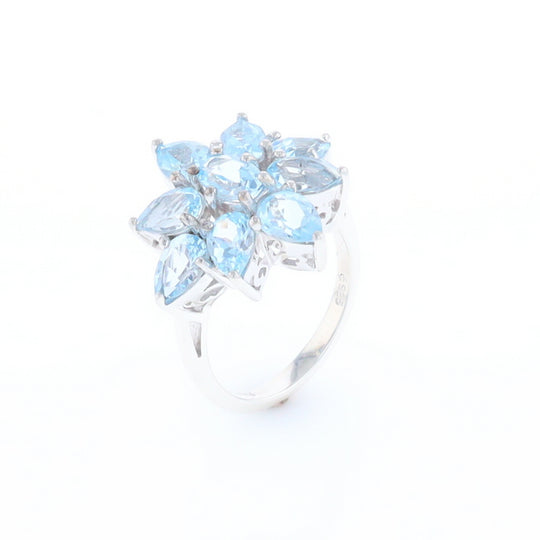 Blue Topaz Flower Ring