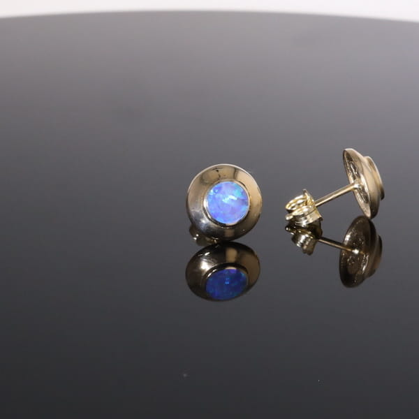 Opal Earrings Round Inlaid Design Studs