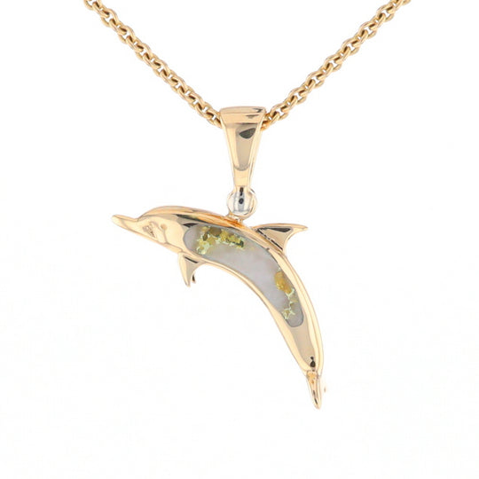 Gold Quartz Dolphin Pendant - G2