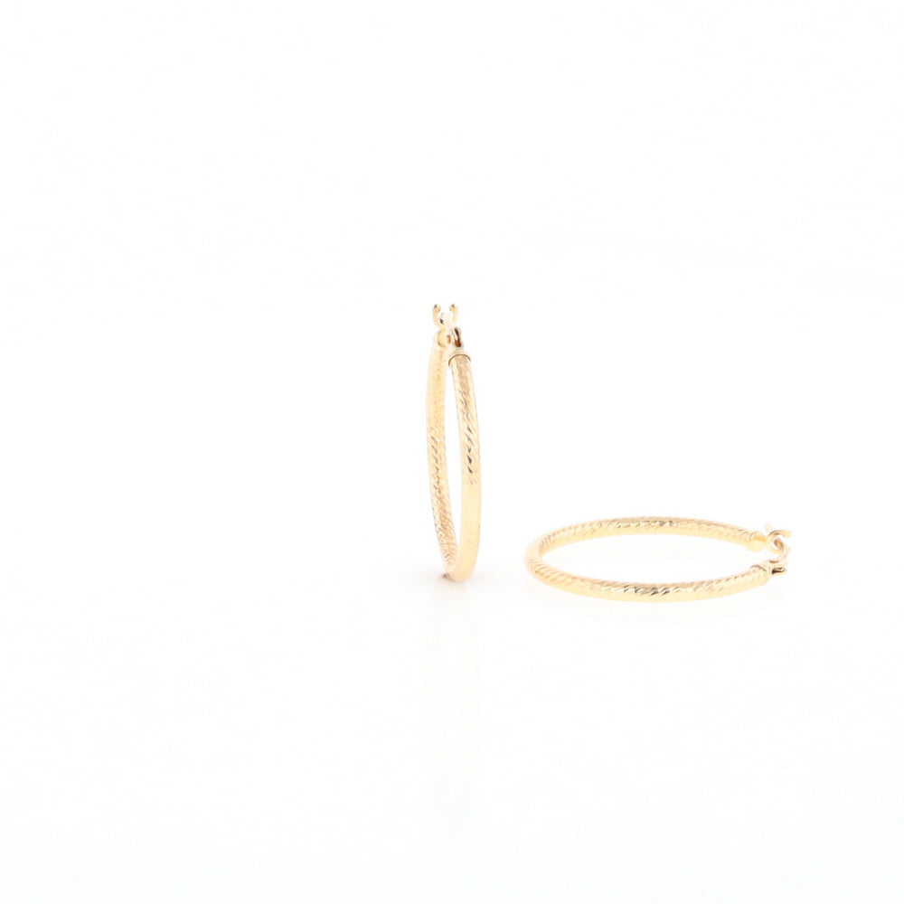 Gold Ribbed Hoop Earrings