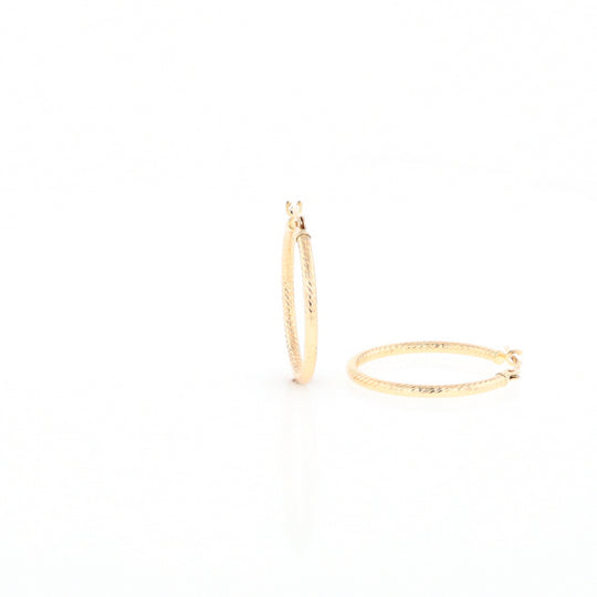 Gold Ribbed Hoop Earrings