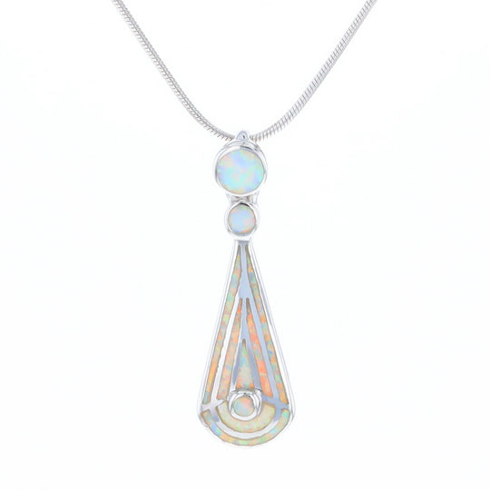 Teardrop Simulated Opal Inlay Necklace