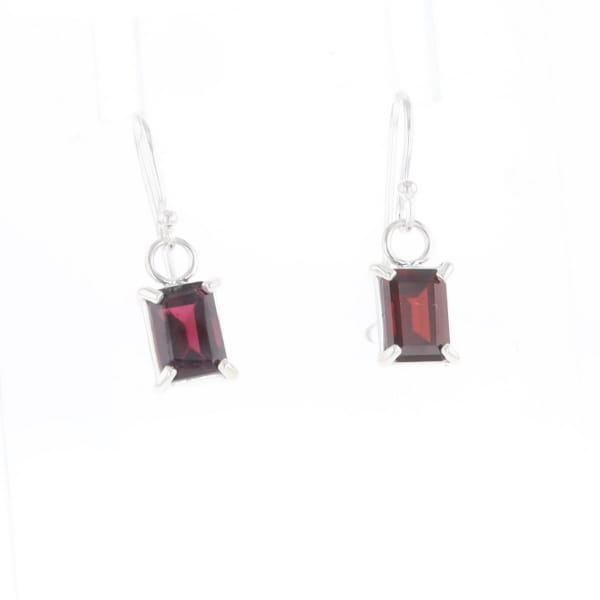Emerald Cut Garnet Earrings