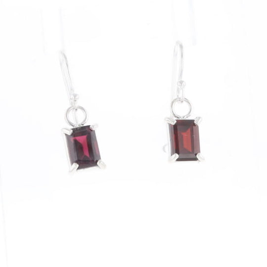 Emerald Cut Garnet Earrings