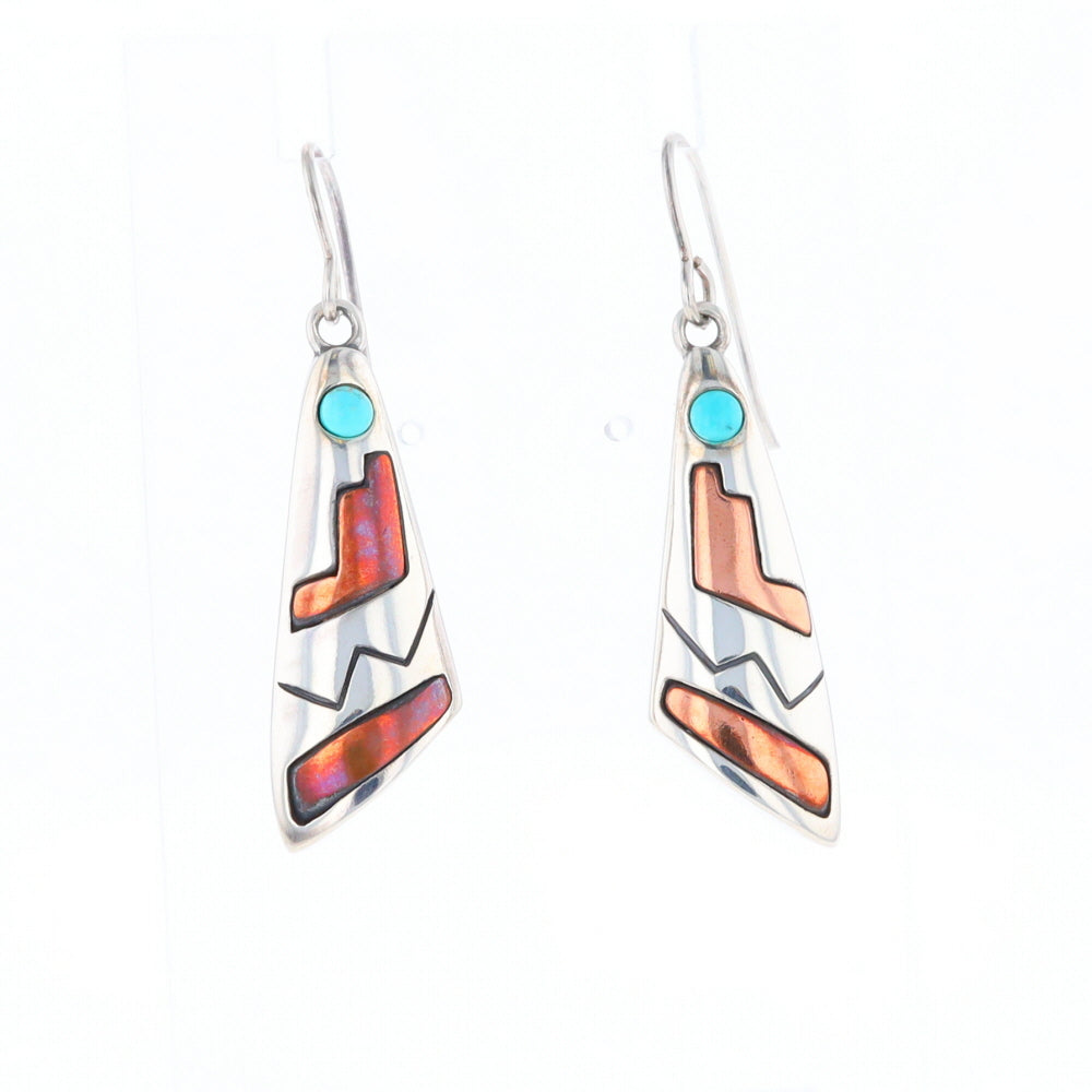 Native Triangle Turquoise Hook Earrings