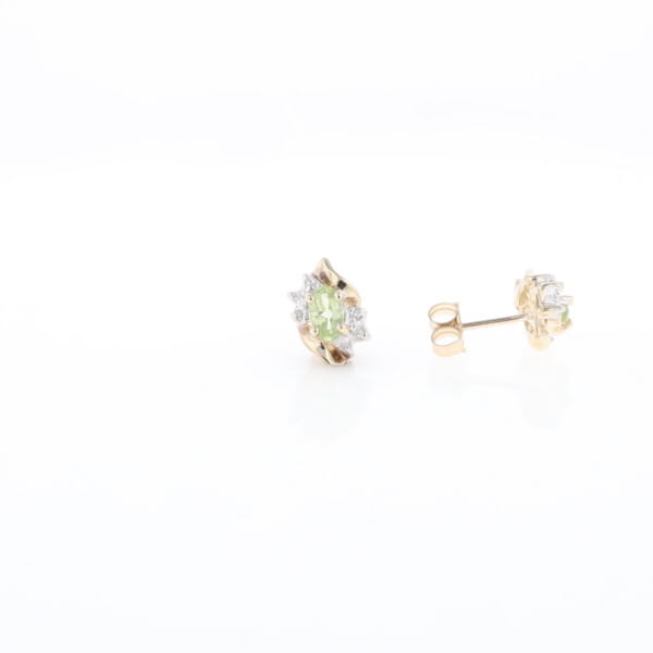 Bypass Peridot and Diamond Stud Earrings