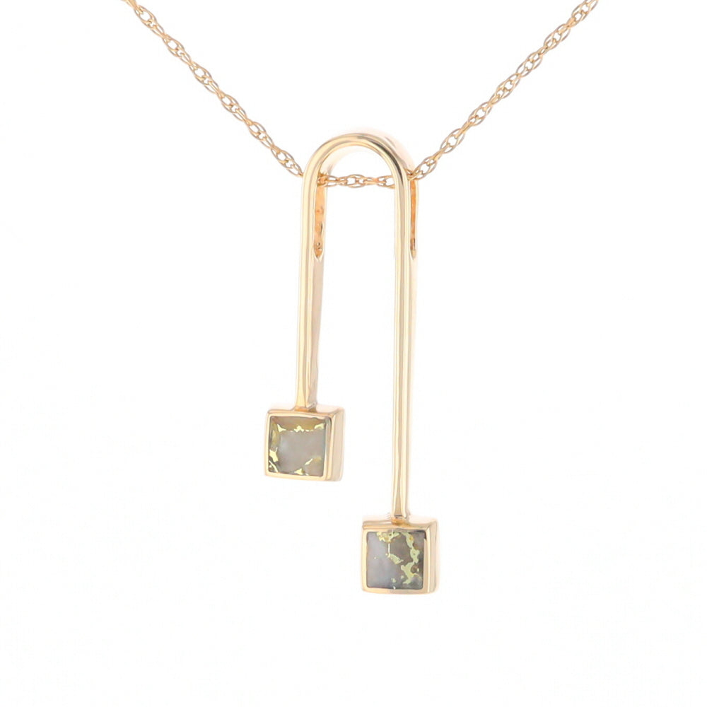 Gold Quartz 2 Square Curved Bar Pendant