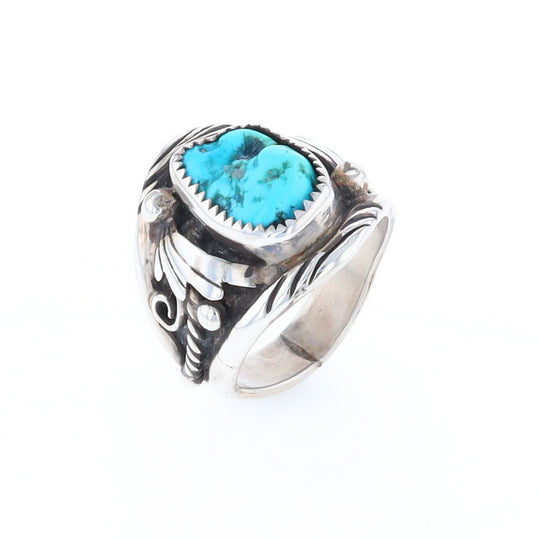 Navajo Turquoise and Feather Design Ring