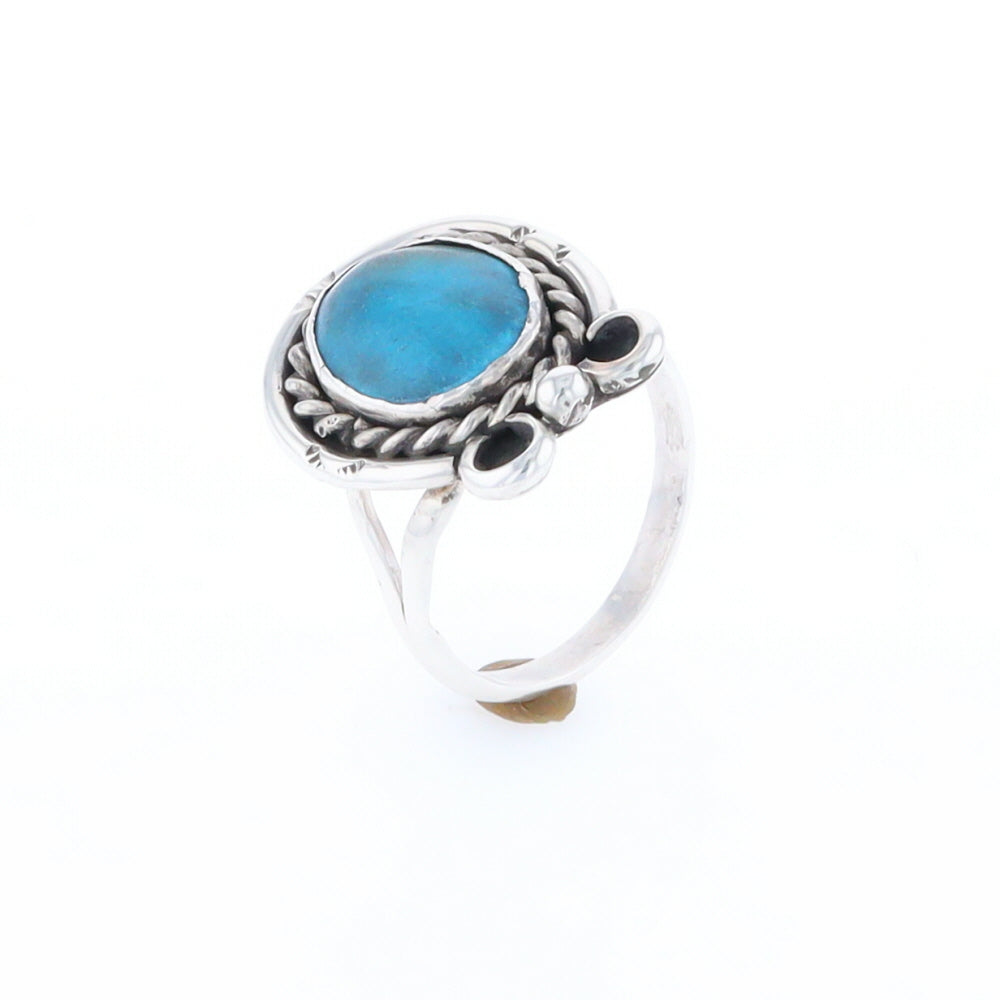 Native Turquoise Rope Design Ring