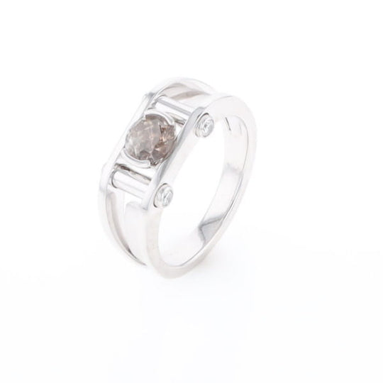 Men's Contemporary White Gold Industrial Brown Diamond Ring