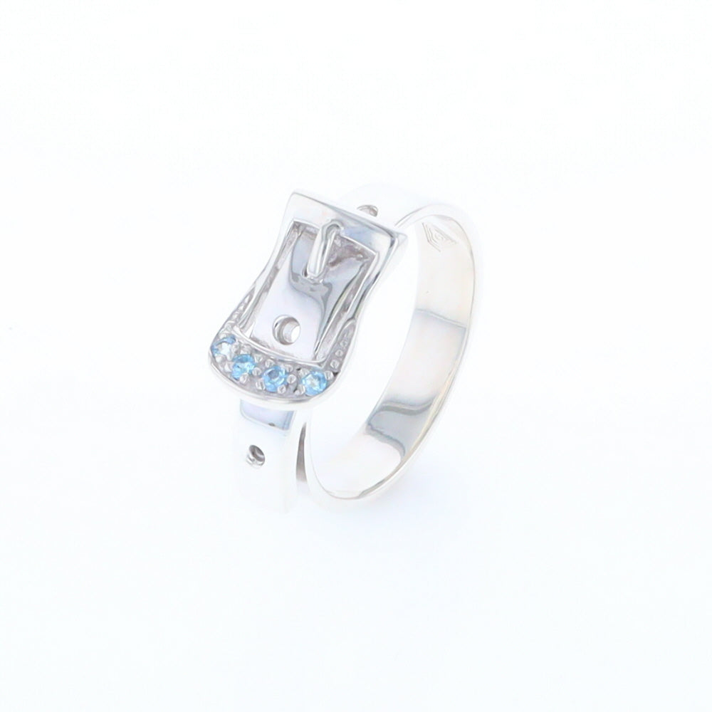 Silver Blue Topaz Belt Ring