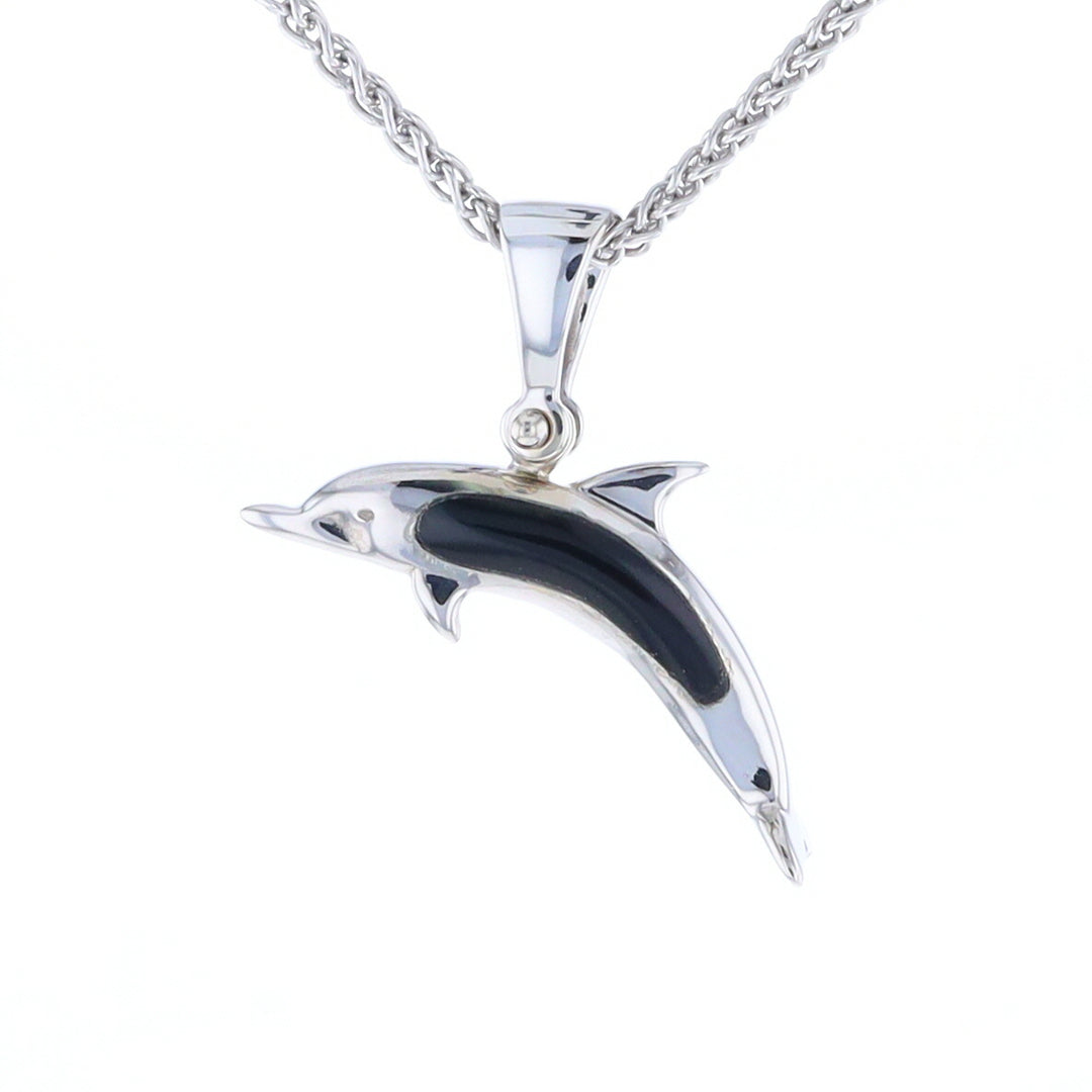 Onyx Inlaid Dolphin Pendant