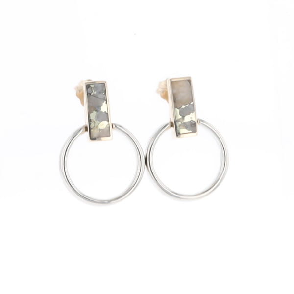 Gold Quartz Rectangle Inlaid Knocker Earrings - G2