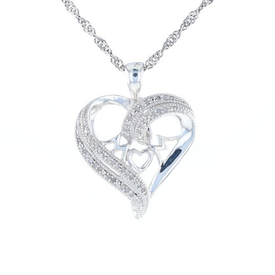 "MOM" Diamond Heart Pendant