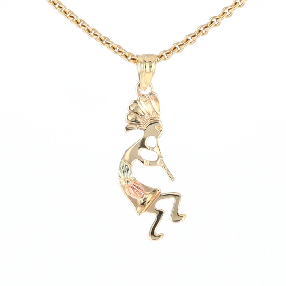 Black Hills Gold Yellow & Rose Gold Kokopelli Pendant