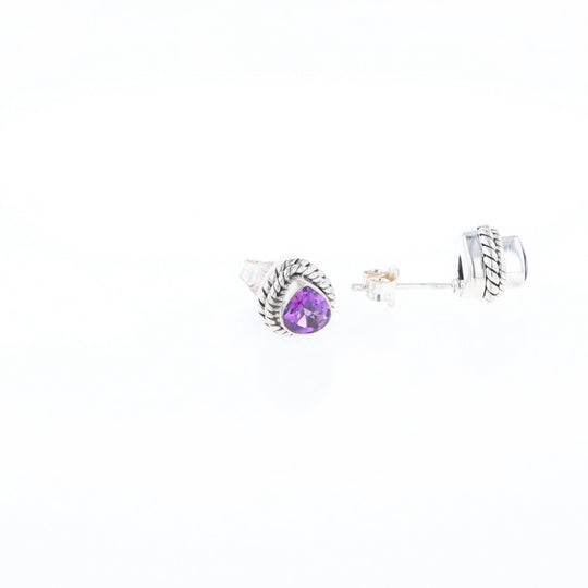 Native Amethyst Pear Stud Earrings