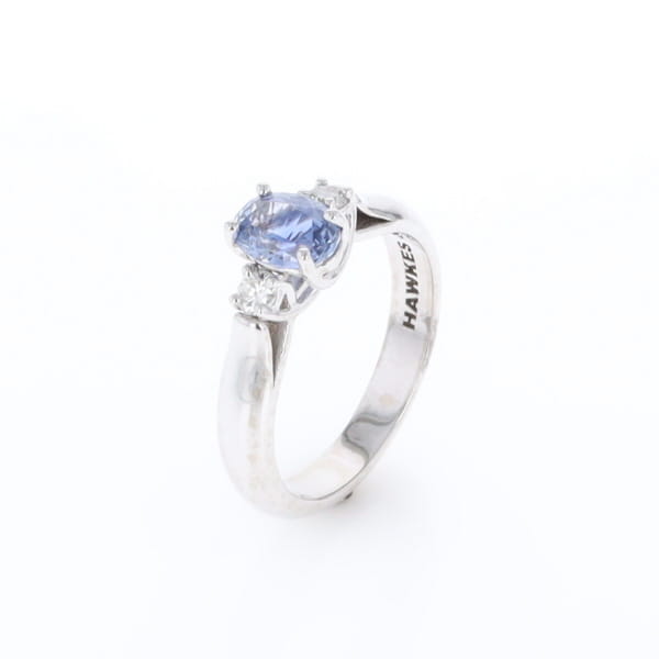 Ceylon Sapphire Three-Stone Trellis Ring
