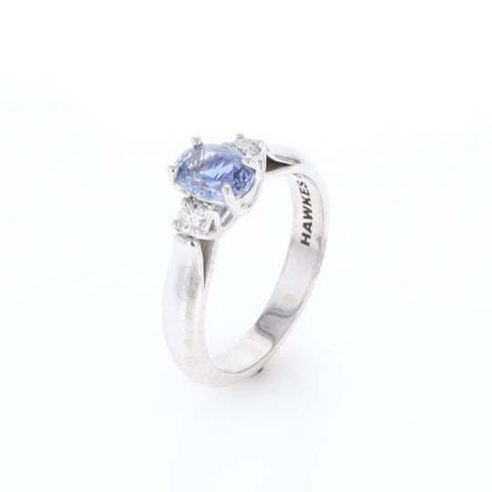 Ceylon Sapphire Three-Stone Trellis Ring
