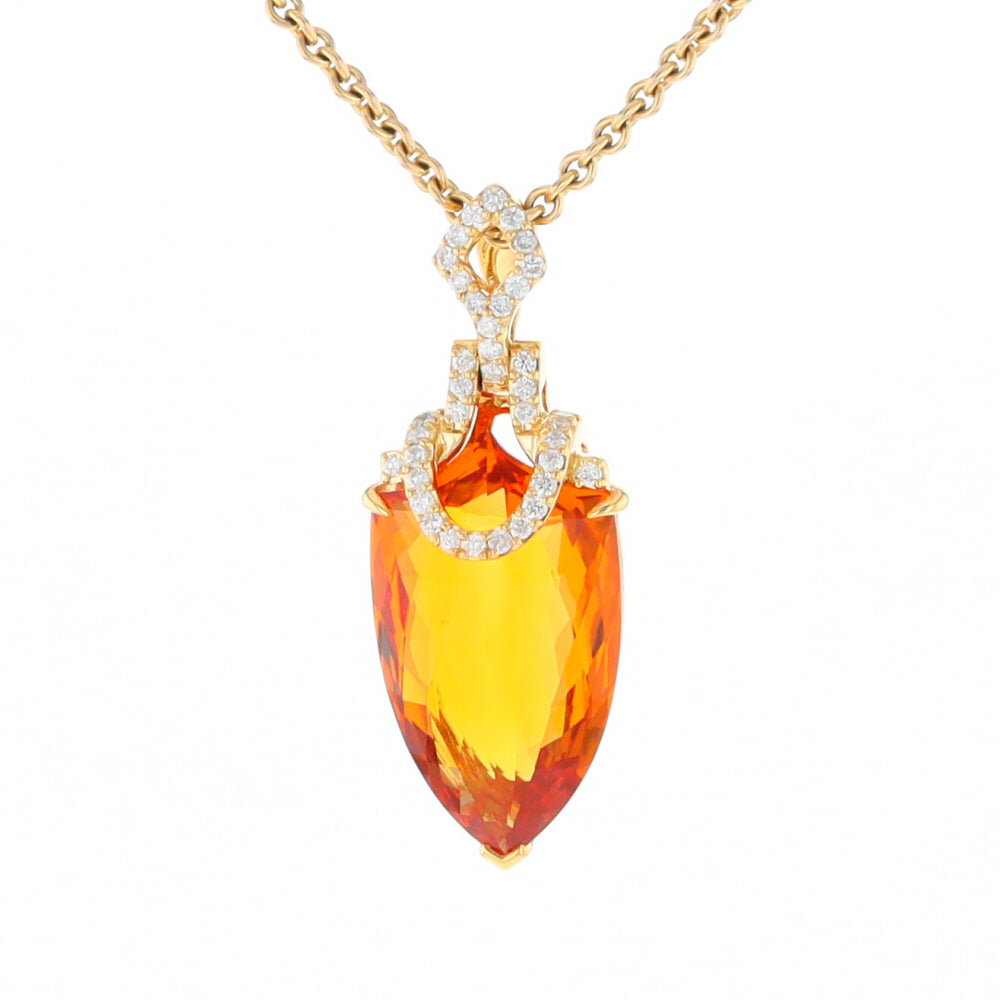 Citrine Pendant with Diamond Bail