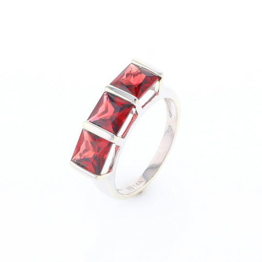 Three Square Garnet Ring