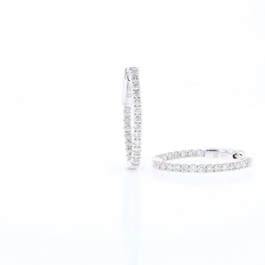 Oval Diamond Hoops Earrings