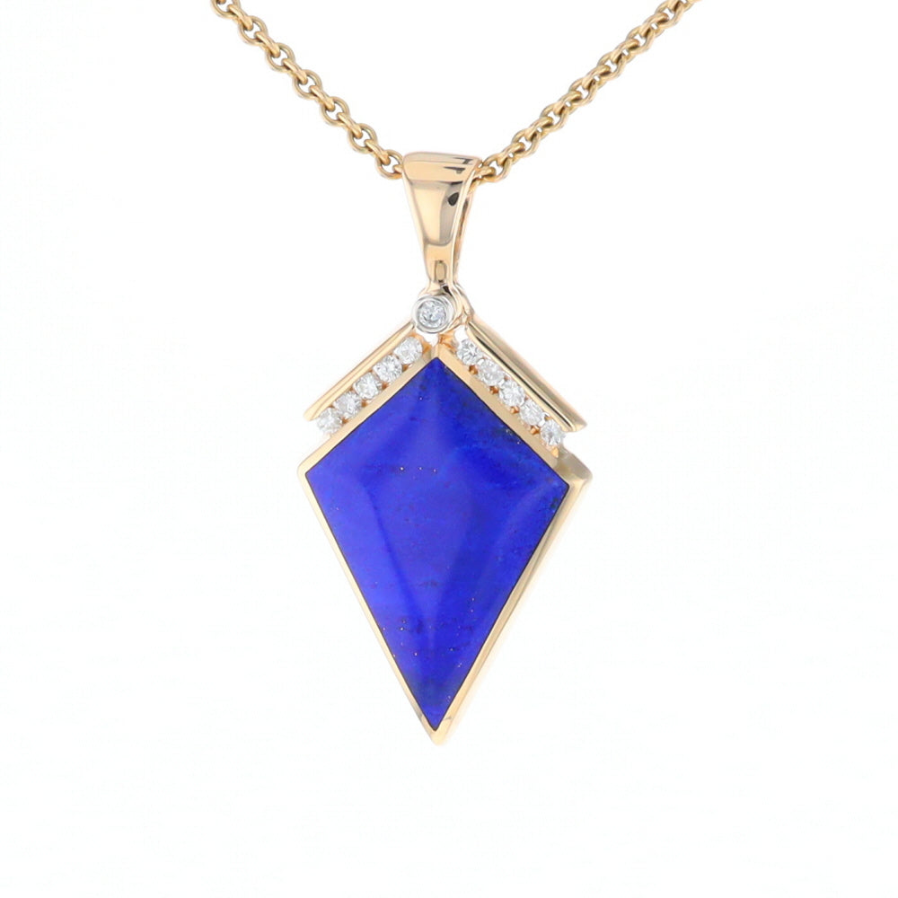 Lapis Kit Shaped Inlaid Pendant with 0.19ctw Diamonds