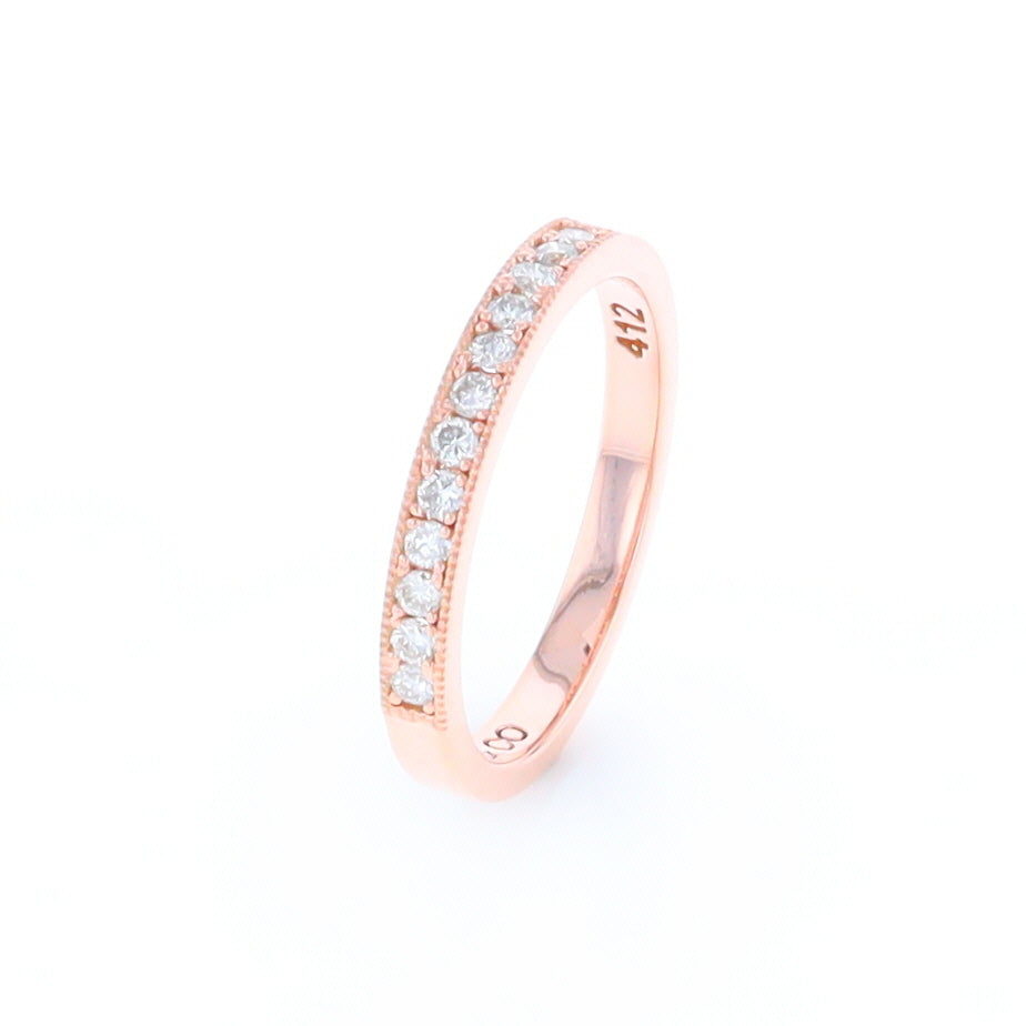 Rose Gold Milgrain Diamond Wedding Band