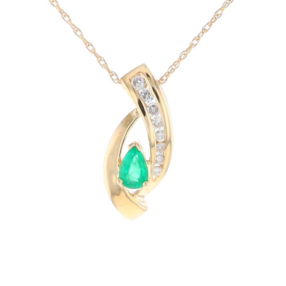 Pear Shaped Emerald Ribbon Pendant