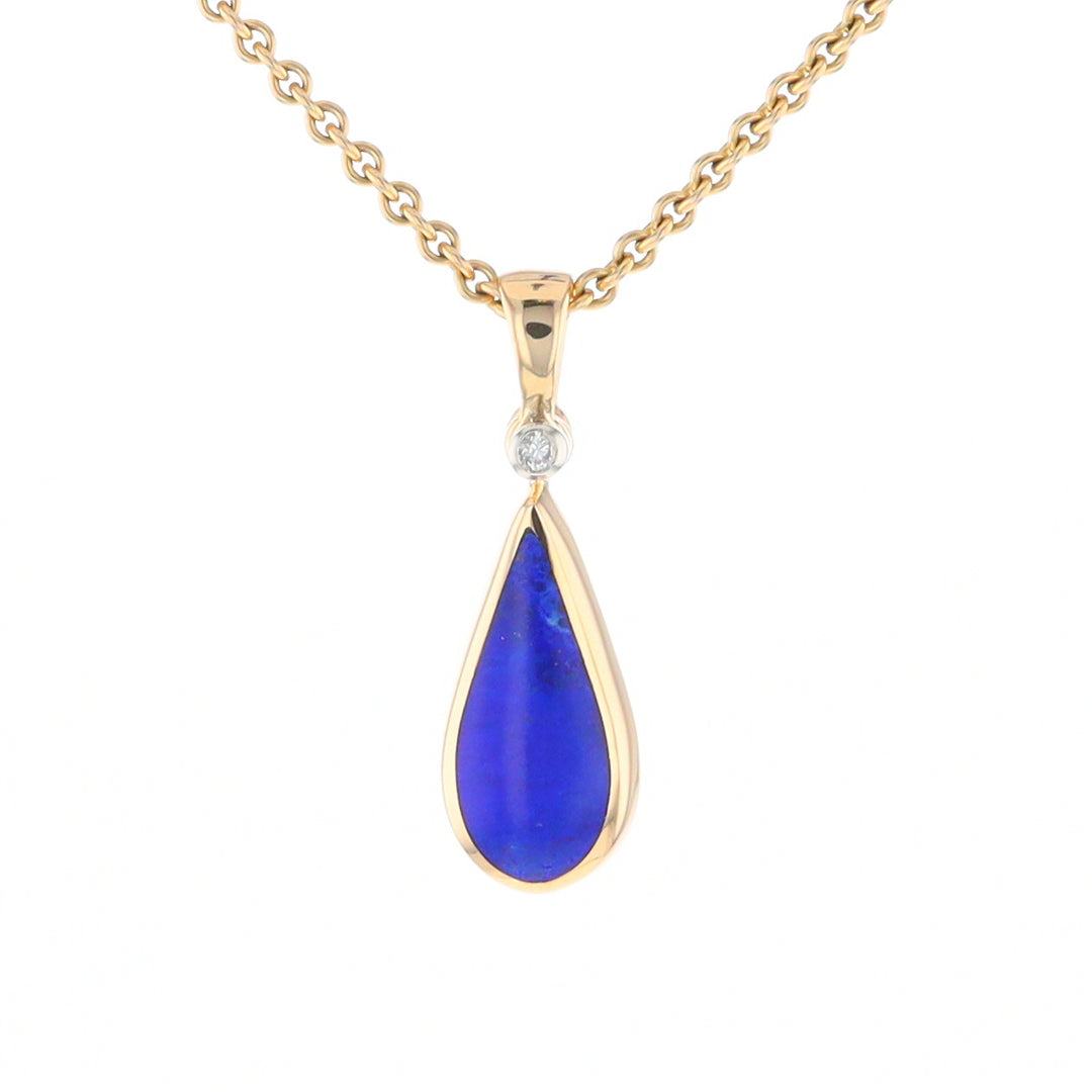 Lapis Tear Drop Inlaid .02Ct Diamond Pendant