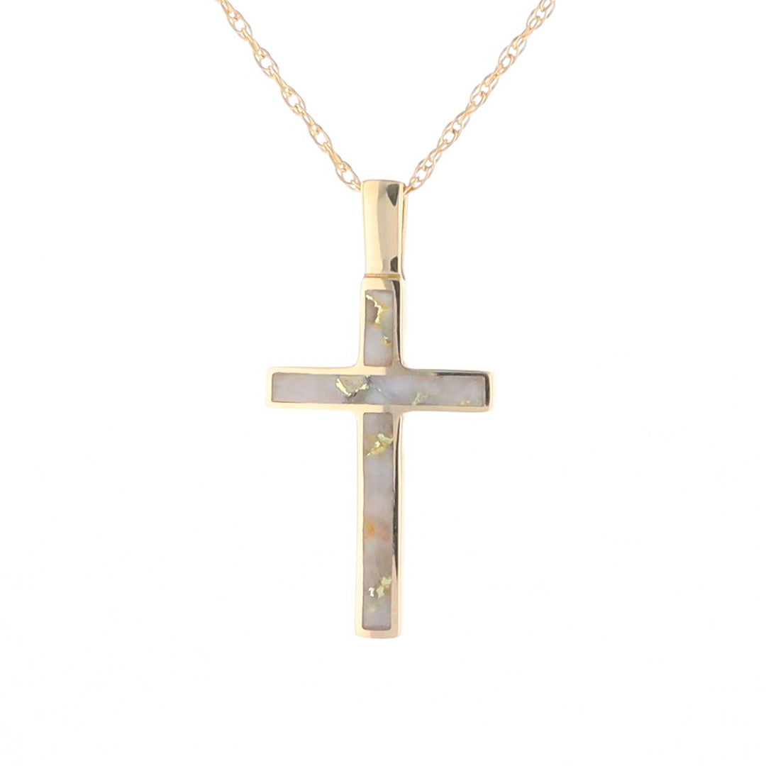 Three Section Gold Quartz Cross - G2