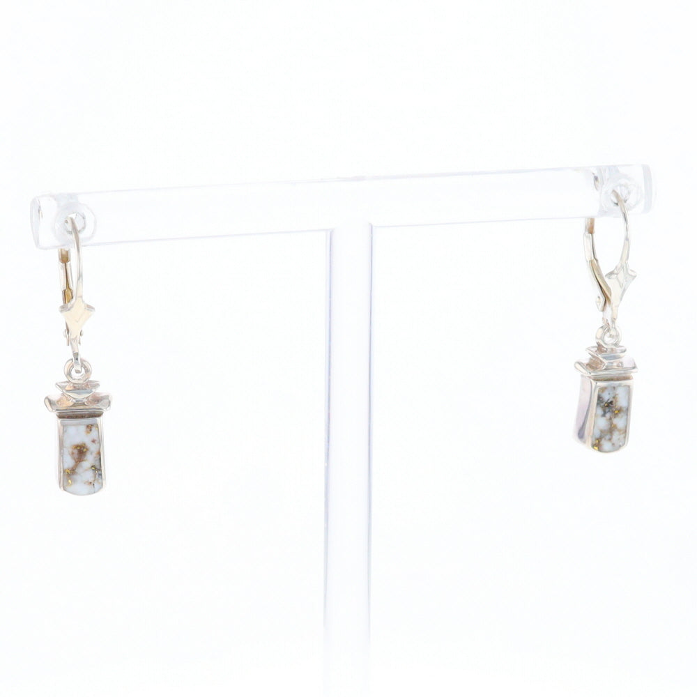 Sterling Silver Gold Quartz Inlaid Earrings - G3