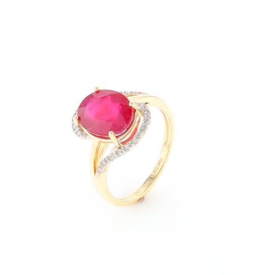 Ruby Bypass Ring with Diamond Accents